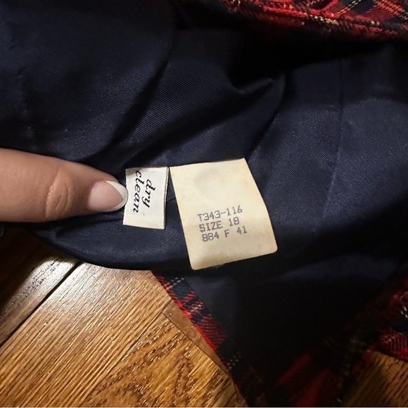 Vintage Pendleton Plaid Tartan Red 100% Virgin Wool Blazer Women’s Sz 18 Plus - Picture 5 of 10